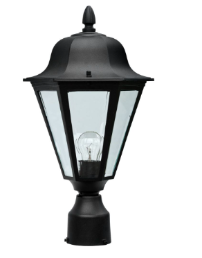 Dabmar Lighting GM132S-L6-60K-B Cast Aluminium Post Top Fixture E26 LED, Voltage 120V, Color Temperature 6000K, Black Finish