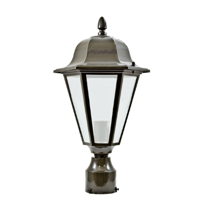 Dabmar Lighting GM132S-L9-40K-VG-FR Cast Aluminum Post Top Fixture, GU24, Color Temperature 4000K, Frost in Verde Green