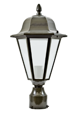 Dabmar Lighting GM132S-L9-40K-W-FR LED Cast Alum Post Top Fixture 120V GU24 Watt : 9W, Color Temperature : 4000K Frost in White Finish