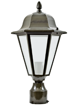 Dabmar Lighting GM132S-VG-FR LED Cast Alum Post Top Fixture 120V E26 No Lamp Frost in Verde Green Finish