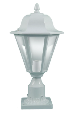 Dabmar Lighting GM132S-W LED Cast Alum Post Top Fixture 120V E26 No Lamp White Finish