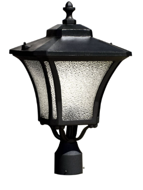 Dabmar Lighting GM212-L9-40K-B Cast Alum Post Top Fixture 120V GU24 LED 9W 4000K in Black Finish