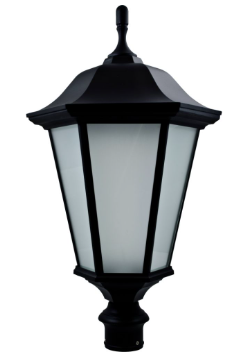 Dabmar Lighting GM225-B-FR Cast Alum Post Top Fixture 120V E26 No Lamp Frost in Black Finish