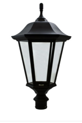Dabmar Lighting GM225-B Large Post Top Fixture With Clear Glass Incandescent 120 Volts in Black Finish