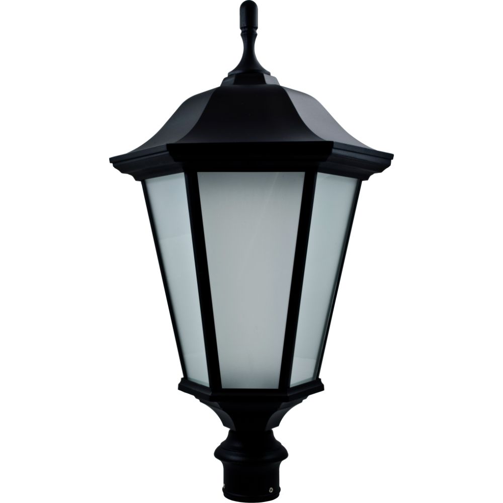 Dabmar Lighting GM225-L30-30K-B LED Cast Aluminum E26 Post Top Fixture, 85V-265V, Color Temperature 3000K, Black Finish