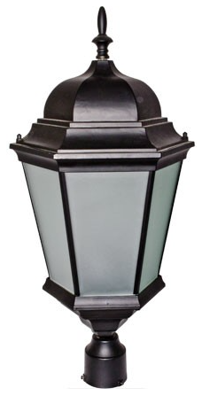 Dabmar Lighting GM235-B-FR Cast Alum Post Top Fixture 120V E26 No Lamp Frost in Black Finish