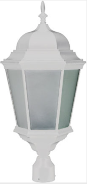 Dabmar Lighting GM235-L20-30K-W-FR Cast Alum Post Top Fixture 120V-277V G24 LED 20W 3000K Frost in White Finish