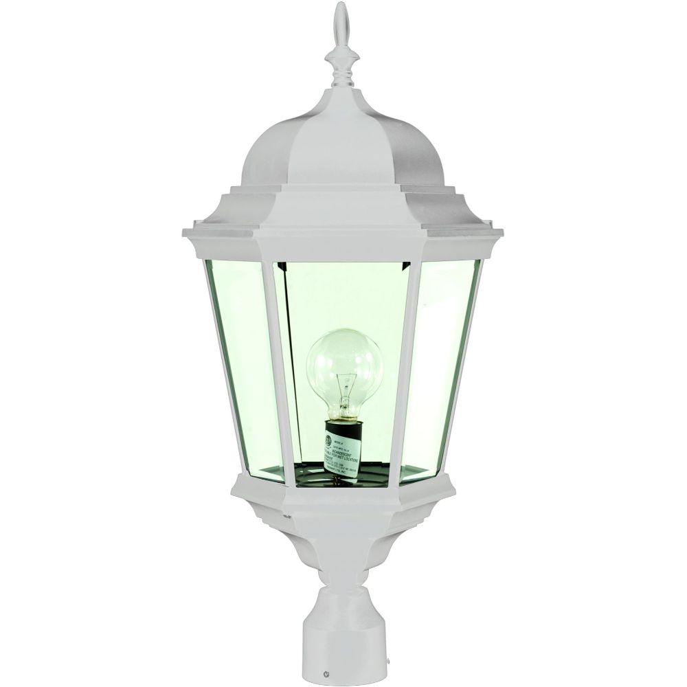 Dabmar Lighting GM235-W Powder Coated Cast Aluminum Post Top Light Fixture, White Finish