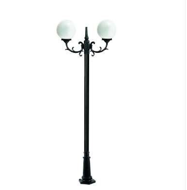 Dabmar Lighting GM2402-L18-40K-W Cast Aluminum 2 Post Top Fixture Pole + Base, GU24, 2X LED, Color Temperature 4000K, White Finish