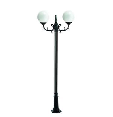 Dabmar Lighting GM2402-L18-27K-B Cast Aluminum 2 Post Top Fixture Pole + Base, GU24, 2X LED, Color Temperature 2700K, Black Finish
