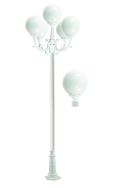Dabmar Lighting GM2405-L30-30K-W Cast Alum 5 Post Top Fixture Pole + Base 120V E26 5X LED 30W 3000K in White Finish