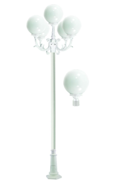 Dabmar Lighting GM2405-L30-60K-W Cast Alum 5 Post Top Fixture Pole + Base 120V E26 5X LED 30W 6000K in White Finish