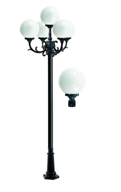Dabmar Lighting GM2405-L45-27K-VG Cast Alum 5 Post Top Fixture Pole + Base 120V GU24 5X LED 45W 2700K in Verde Green Finish