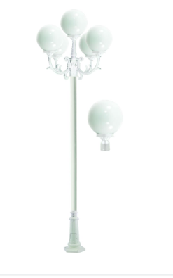 Dabmar Lighting GM2405-L45-27K-W Cast Alum 5 Post Top Fixture Pole + Base 120V GU24 5X LED 45W 2700K in White Finish