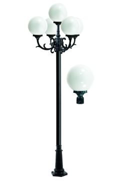 Dabmar Lighting GM2405-L45-40K-VG Cast Alum 5 Post Top Fixture Pole + Base 120V GU24 5X LED 45W 4000K in Verde Green Finish