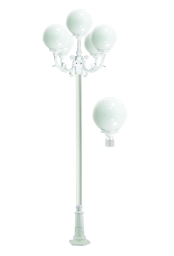 Dabmar Lighting GM2405-L45-40K-W Cast Alum 5 Post Top Fixture Pole + Base 120V GU24 5X LED 45W 4000K in White Finish