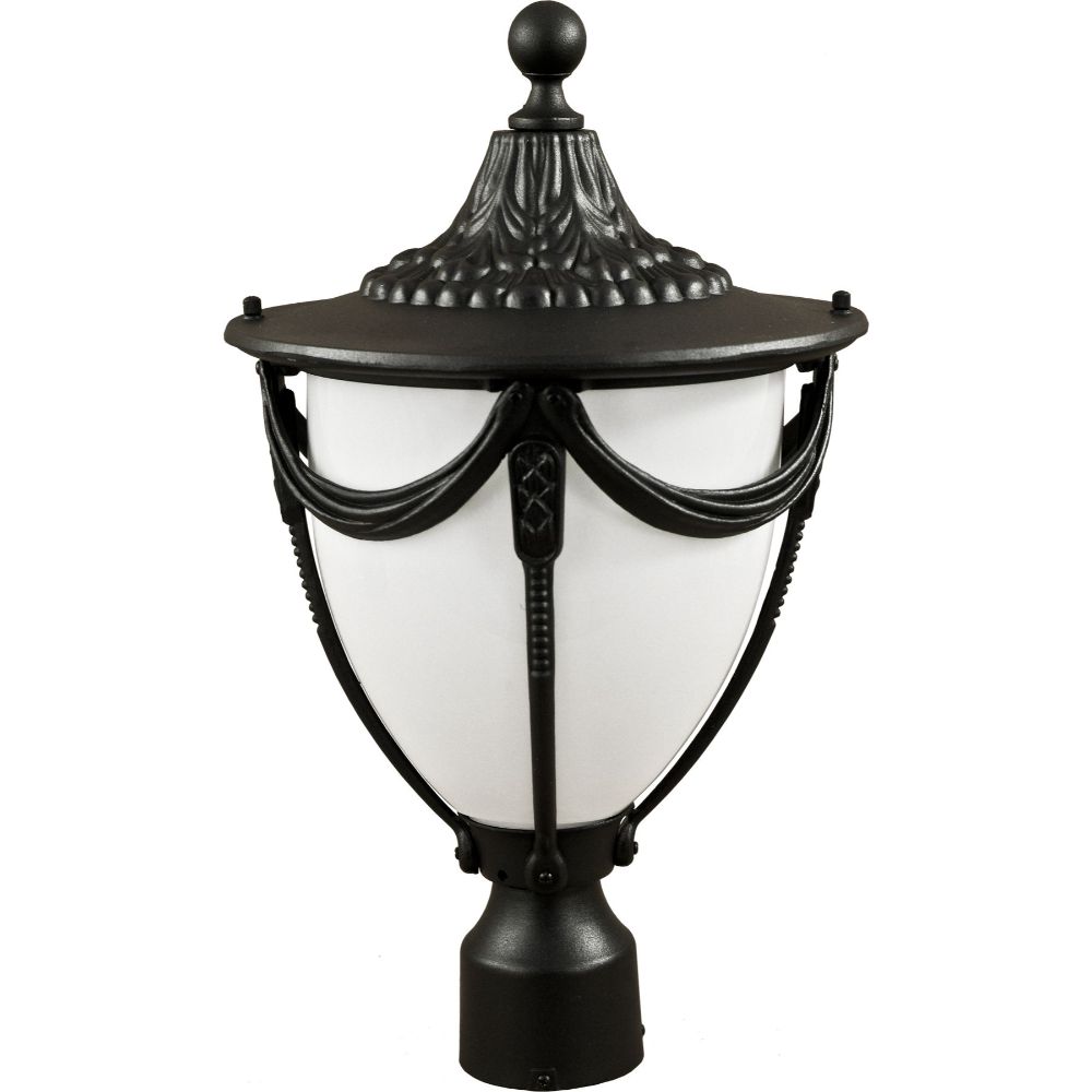 Dabmar Lighting GM480-L9-40K-B LED Cast Aluminum Post Top Fixture, 120V, GU24, Color Temperature 4000K, Black Finish