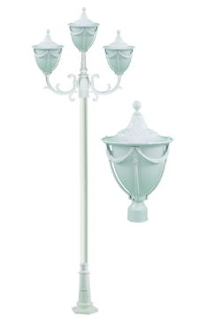Dabmar Lighting GM4803-W Rachel Cast Aluminum 3 Post Top Fixture Pole + Base E26 3X No Lamp, Voltage 120V, White Finish