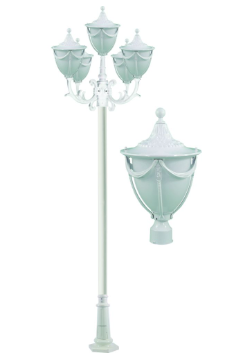 Dabmar Lighting GM4805-W Rachel Cast Aluminum 5 Post Top Fixture Pole + Base E26 5X No Lamp, Voltage 120V, White Finish
