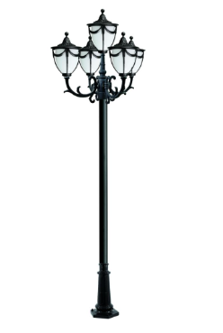 Dabmar Lighting GM4805-L45-27K-B Cast Aluminum 5 Post Top Fixture Pole + Base GU24 5X LED, Voltage 120V, Color Temperature 2700K, Black Finish