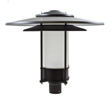 Dabmar Lighting GM510-L20-30K-B-FR Cast Alum Post Top Fixture 120V-277V G24 LED 20W 3000K Frost in Black Finish