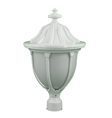 Dabmar Lighting GM552-L6-30K-W Cast Aluminum Post Top Fixture, E26, Color Temperature 3000K, White Finish