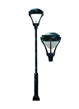 Dabmar Lighting GM5903-VG Cast Aluminum 3 Post Top Fixture Pole + Base, E26, No Lamp, Verde Green Finish