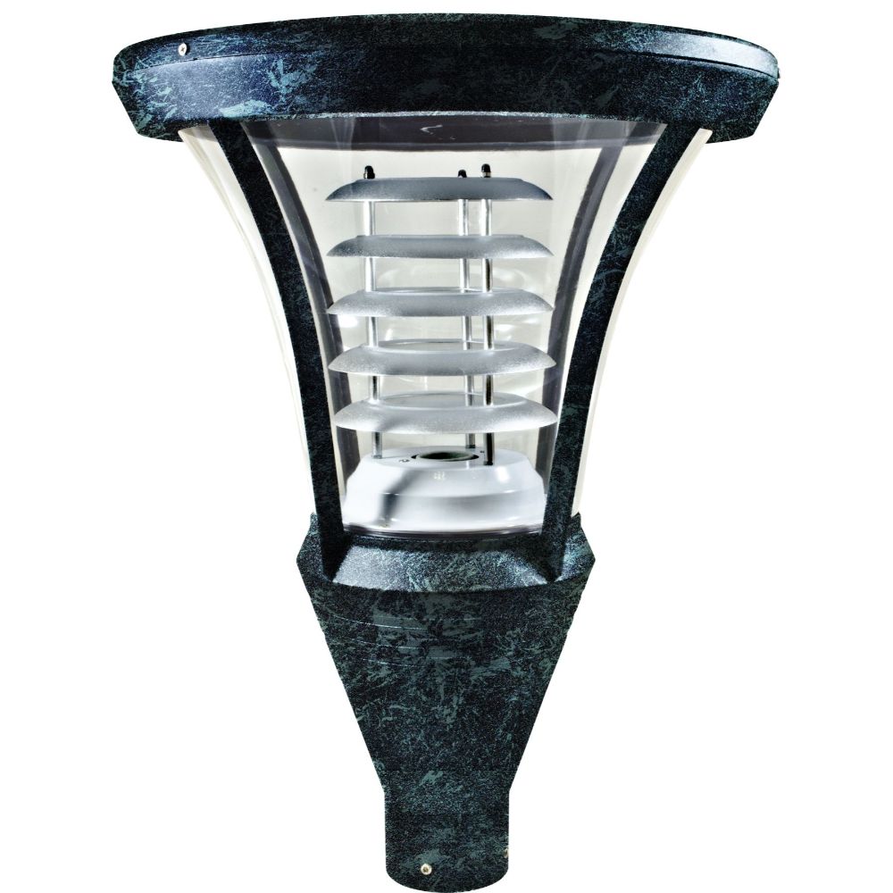 Dabmar Lighting GM640-L20-30K-VG LED Cast Aluminum Post Top Light Fixture, 120V-277V, G24, Color Temperature 3000K, Verde Green Finish