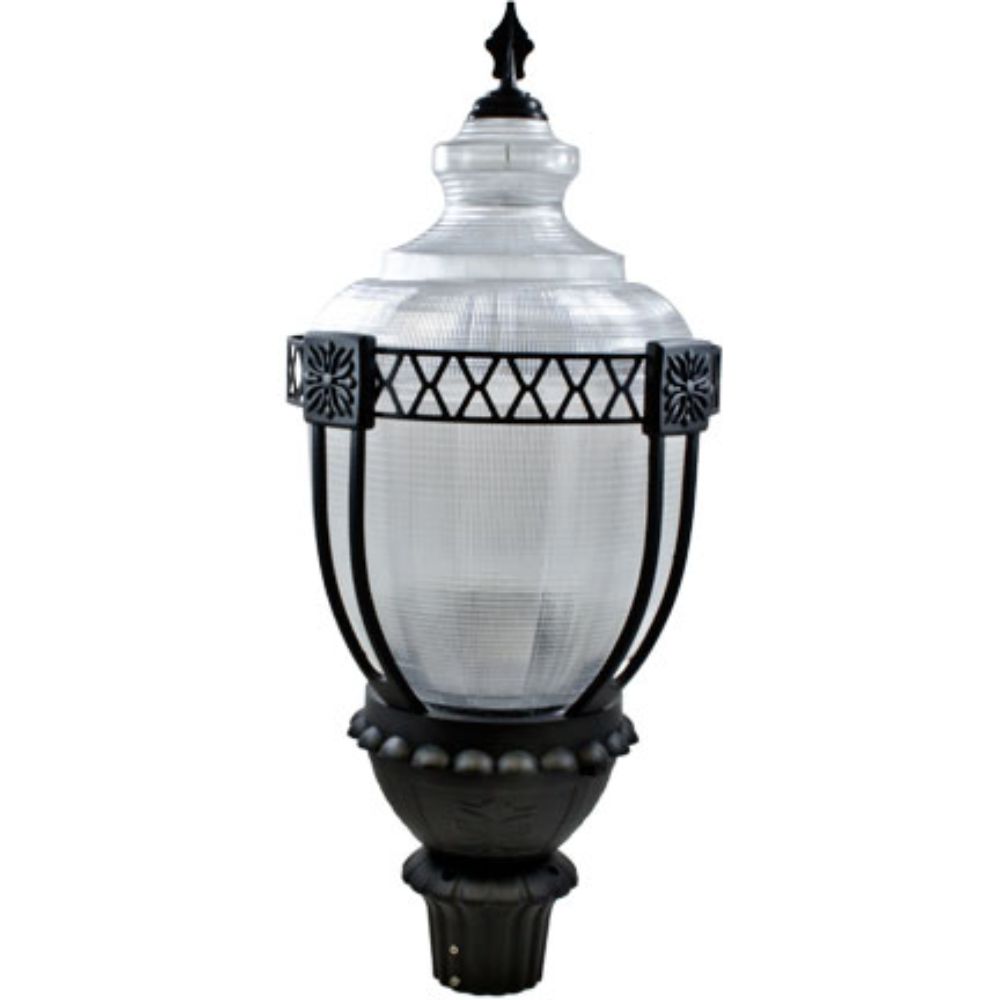Dabmar Lighting GM660-B LED Clear Acorn Post Top Light Fixture W/ Incandenscent Mogul Base, 120 Volts, Black Finish