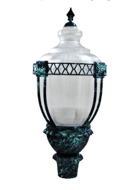 Dabmar Lighting GM660-VG Clear Acorn Post Top Fixture Incandenscent Mogul Base 120 Volts in Verde Green Finish