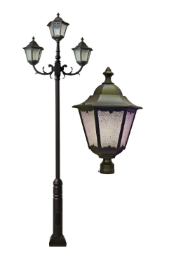 Dabmar Lighting GM8122-L40-30K-B Cast Aluminum 2 Post Top Fixture Pole + Base G24 2X LED, Voltage 120V-277V, Color Temperature 3000k, Black Finish