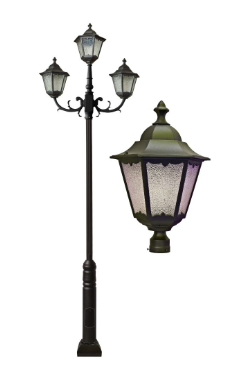 Dabmar Lighting GM8122-L40-50K-BZ Cast Alum 2 Post Top Fixture Pole + Base 120V-277V G24 2X LED 40W 5000K in Bronze Finish