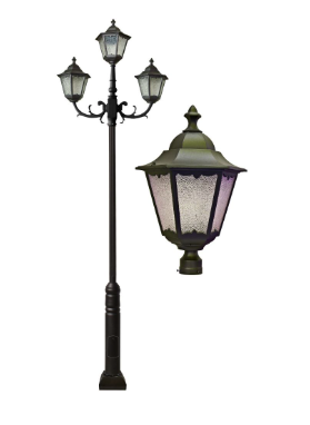 Dabmar Lighting GM8122-L60-30K-BZ Cast Alum 2 Post Top Fixture Pole + Base 85V-265V E26 2X LED 60W 3000K in Bronze Finish