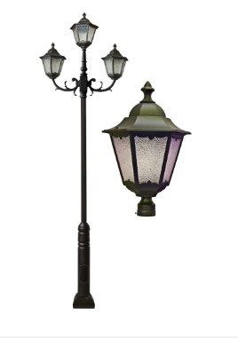 Dabmar Lighting GM8123-L60-30K-B Cast Alum 3 Post Top Fixture Pole + Base 120V-277V G24 3X LED 60W 3000K in Black Finish