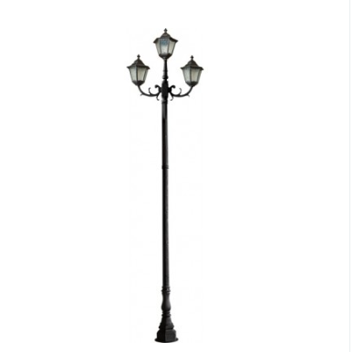 Dabmar Lighting GM8123-VG Cast Aluminum 3 Post Top Fixture Pole + Base, E26, No Lamp, Verde Green Finish