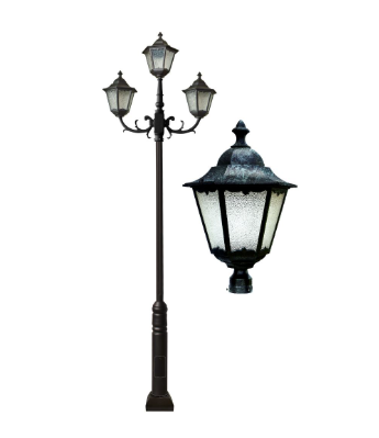 Dabmar Lighting GM8124-L80-50K-VG Cast Aluminum 4 Post Top Fixture Pole + Base, G24, 4X LED, Color Temperature 5000K, Verde Green Finish