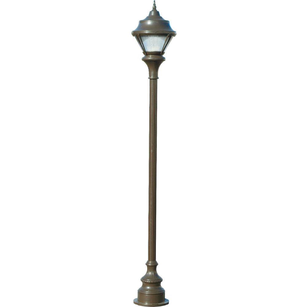 Dabmar Lighting GM9001-L18-30K-BZ LED Cast Aluminum 1 Post Top Fixture Pole W/ Base, 120V-277V, E26, Color Temperature 3000K, Bronze Finish
