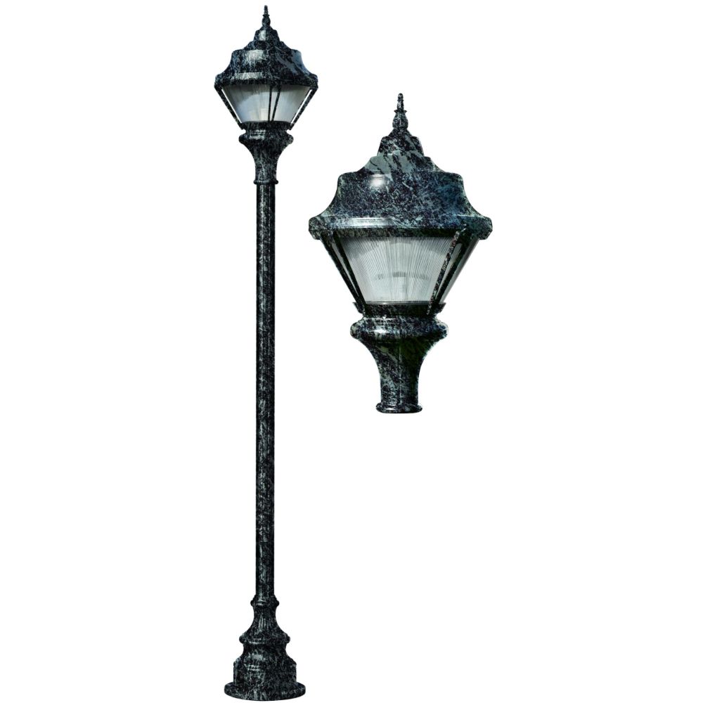 Dabmar Lighting GM9001-L18-30K-VG LED Cast Aluminum 1 Post Top Fixture Pole W/ Base, 120V-277V, E26, Color Temperature 3000K, Verde Green Finish