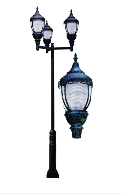 Dabmar Lighting GM9101-L80-30K-VG Cast Alum 1 Post Top Fixture Pole + Base 120V-277V E39 LED 80W 3000K in Verde Green Finish