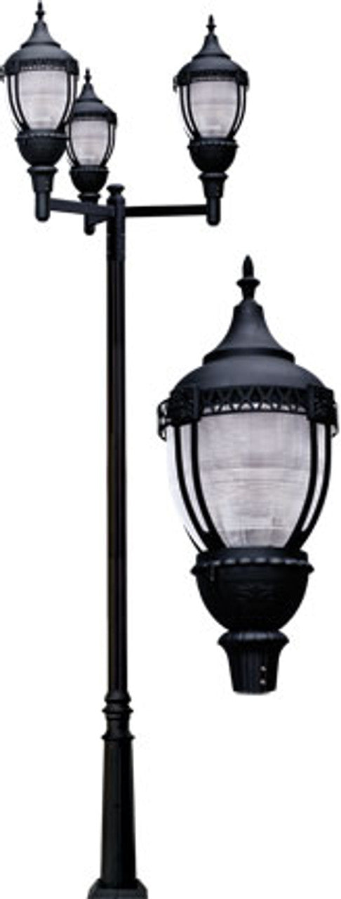 Dabmar Lighting GM9101-LB100-50K-B Cast Alum 1 Post Top Fixture Pole + Base 120V-277V LB 100W 5000K in Black Finish