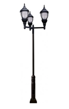 Dabmar Lighting GM9102-B 3 Light Cast Aluminum Acorn Post Top High Pressure Sodium/Mogul Base Fixture in Black Finish
