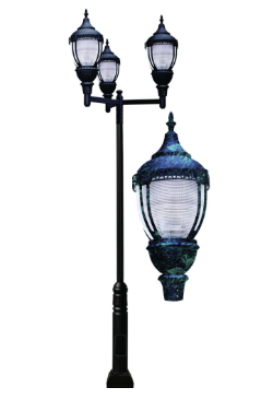 Dabmar Lighting GM9102-LB200-50K-VG Cast Alum 2 Post Top Fixture Pole + Base 120V-277V 2X LB 200W 5000K in Verde Green Finish