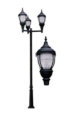 Dabmar Lighting GM9103-L162-40K-B Cast Aluminum 1 Post Top Fixture Pole + Base, E39, 3X LED, Color Temperature 4000K, Black Finish