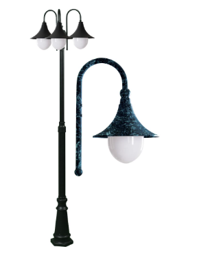 Dabmar Lighting GM9903-L27-40K-VG Cast Alum 3 Post Top Fixture Pole + Base 120V GU24 3X LED 27W 4000K in Verde Green Finish