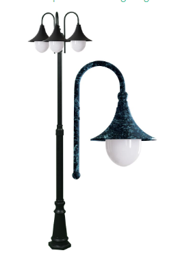 Dabmar Lighting GM9903-VG Marquee 3 Light Post Incandescent Fixture in Verde Green Finish