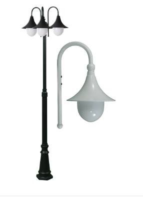 Dabmar Lighting GM9903-W Marquee 3 Light Post Incandescent Fixture in White Finish