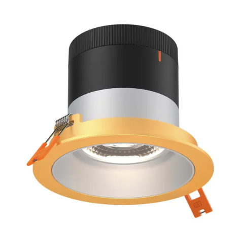 Dals Lighting RC04-CC-60-RGAZ-TGD 4" LED Sloped Recessed Downlight, Selectable Wattage 16W, 20W, 24W, Multi-Color Temperature, 2,200 Lumens,  60° Beam Angle, Voltage 120-347V, Alzak Reflector / Gold Trim