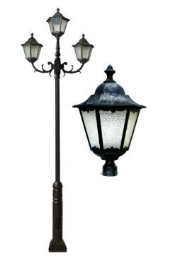 Dabmar Lighting GM8121-L20-30K-VG 3 Light Cast Aluminum 1 Post Top Fixture Pole + Base G24 LED, Voltage 120V-277V, Color Temperature 3000K, Verde Green Finish