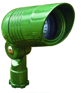 Dabmar Lighting LV222-L3-65K-G Cast Aluminum Directional 2-Pin LED Spotlight with Hood, Voltage 12V, Wattage 3W, Color Temperature 6500k, Green Finish