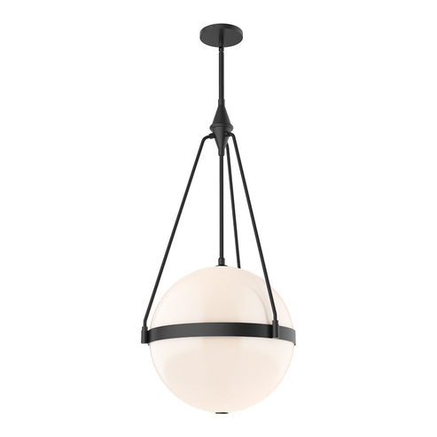 Alora Mood PD406418MBGO Harmony 4-Light Pendant, 18", Steel, Matte Black/Glossy Opal Glass, 60W, 120V, Adjustable Rod, Dry Rated